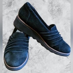 Clarks Black Suede Comfort Loafers